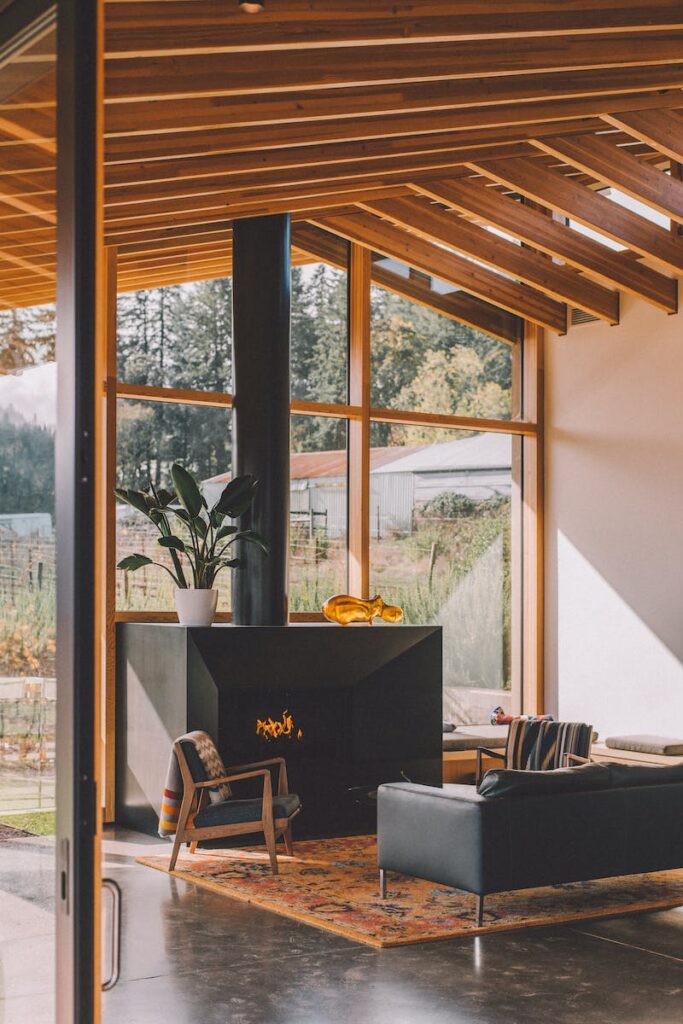 Living room interior with furniture in modern cottage