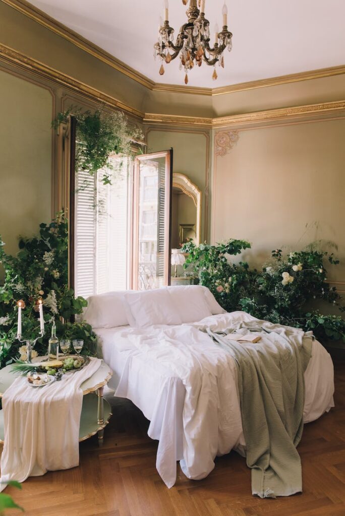 White Bed Linen on Bed