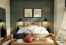 white bed linen on brown wooden bed frame