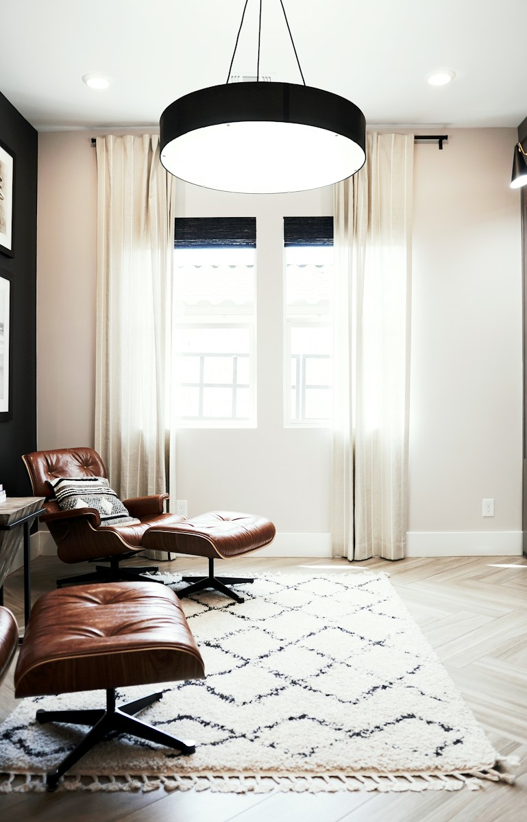 round white and black pendant lamp